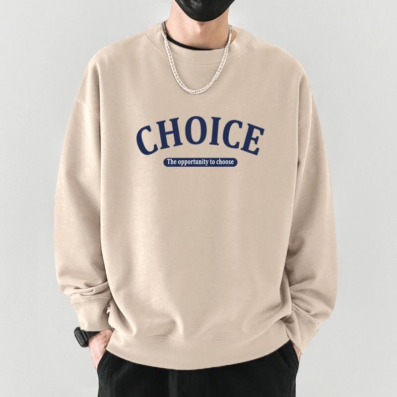 Cotton round neck long-sleeved sweater
